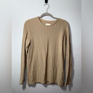 7 Alt Men’s Beige Herringbone Long Sleeve Fall Autumn Casual Top Size Medium EUC